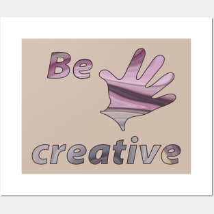 creative hand patterned with pink grey background slice agate Posters and Art